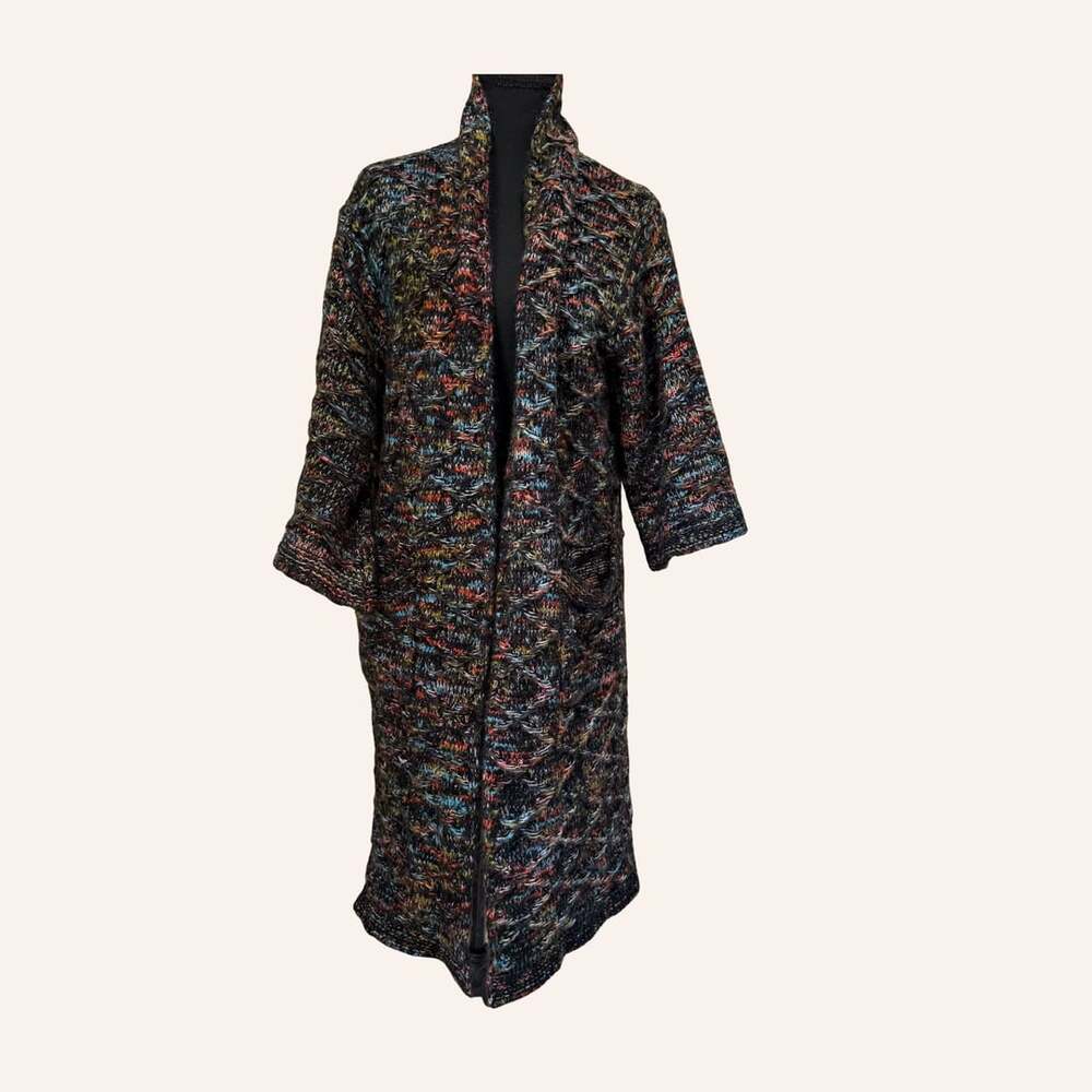 grandmacore multicolor knit duster cardigan cottagecore cozycore one size
